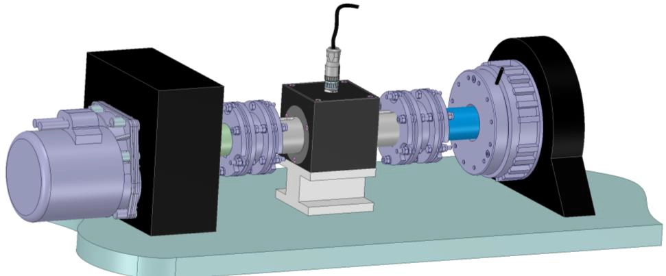 Drehmomentsensor MDAA RT2 im Antriebsstrang eines Prüfstands eingebaut