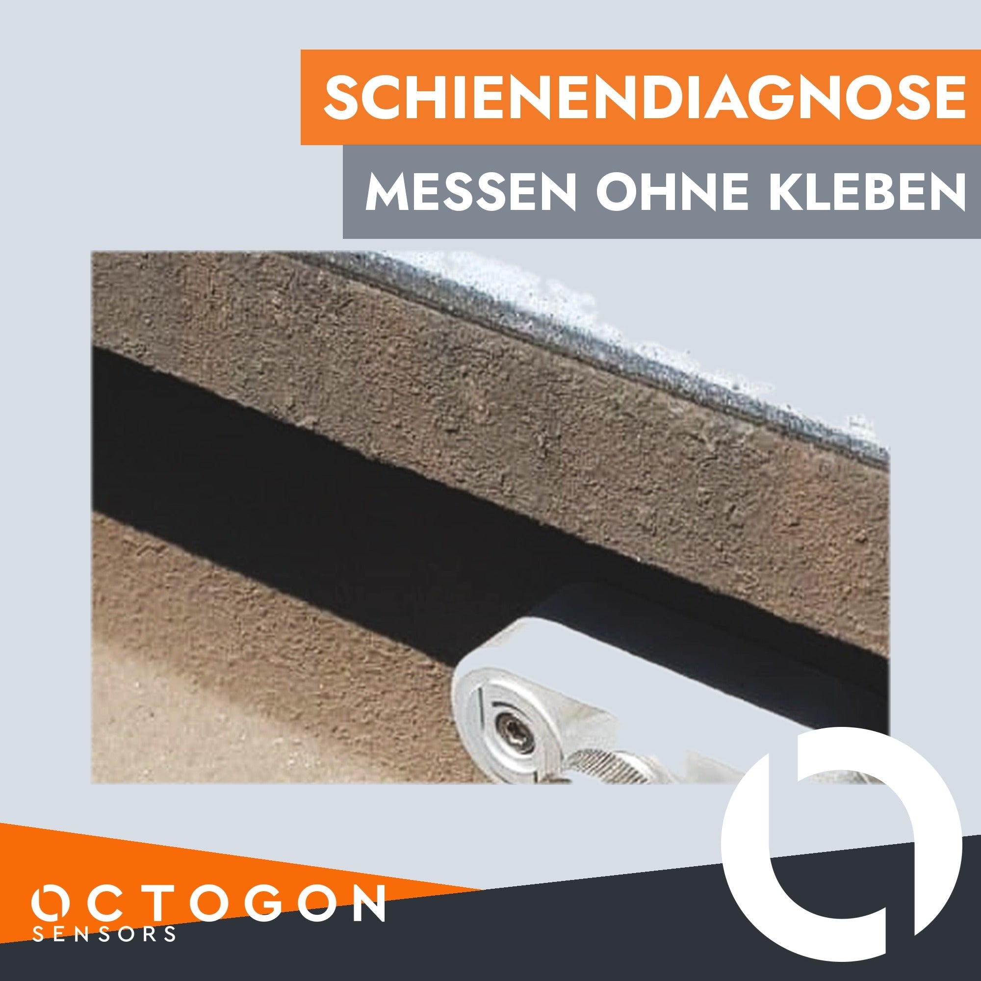 Magnethalter von octogon am Schienenfuß im Gleis montiert