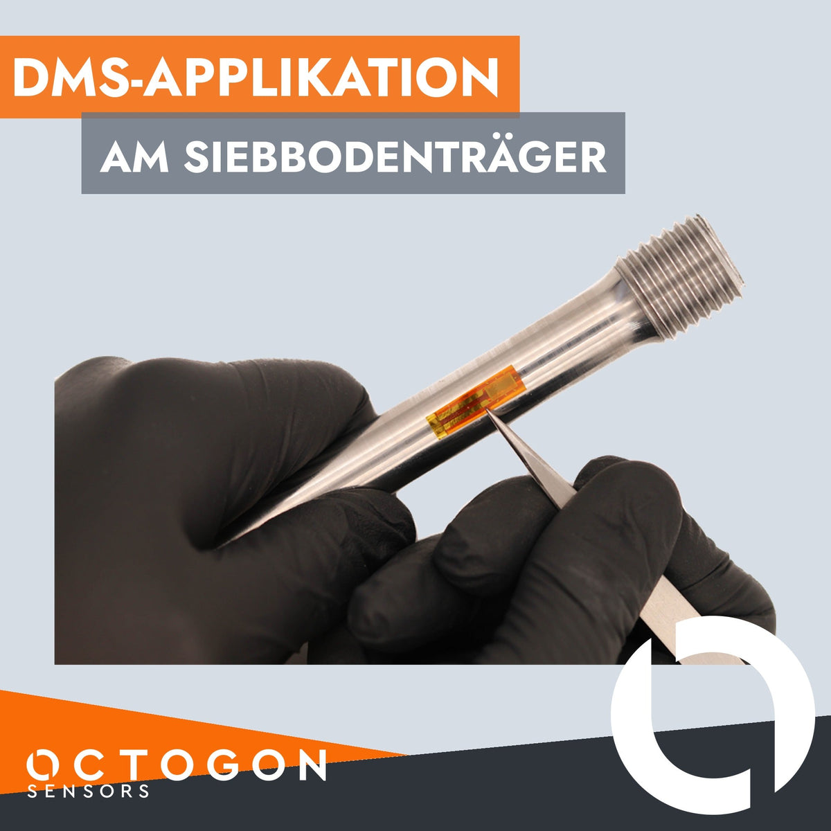 Applikation eines Dehnungsmessstreifens am Siebbodenträger