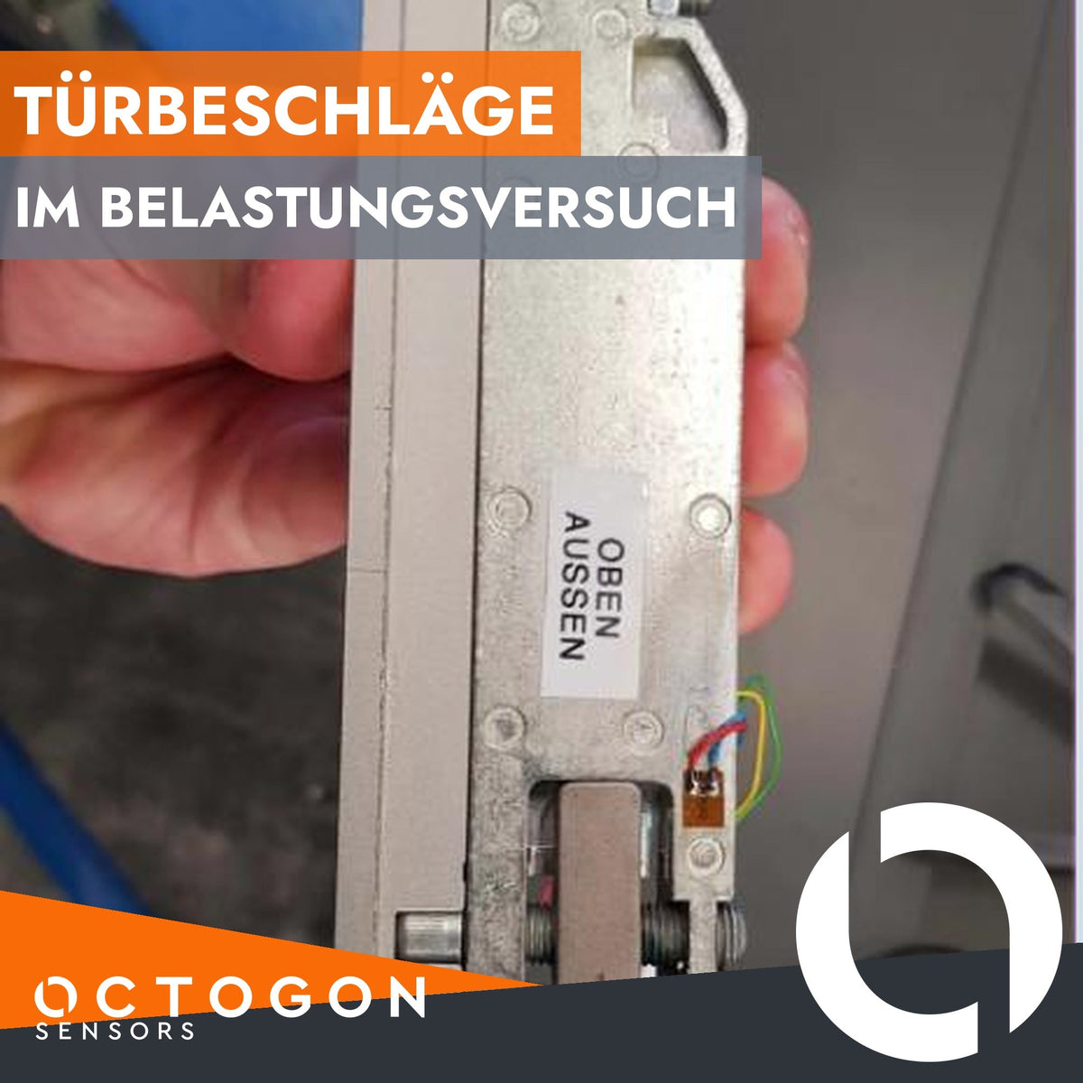 Türbeschlag mit Messtechnik im Belastungsversuch