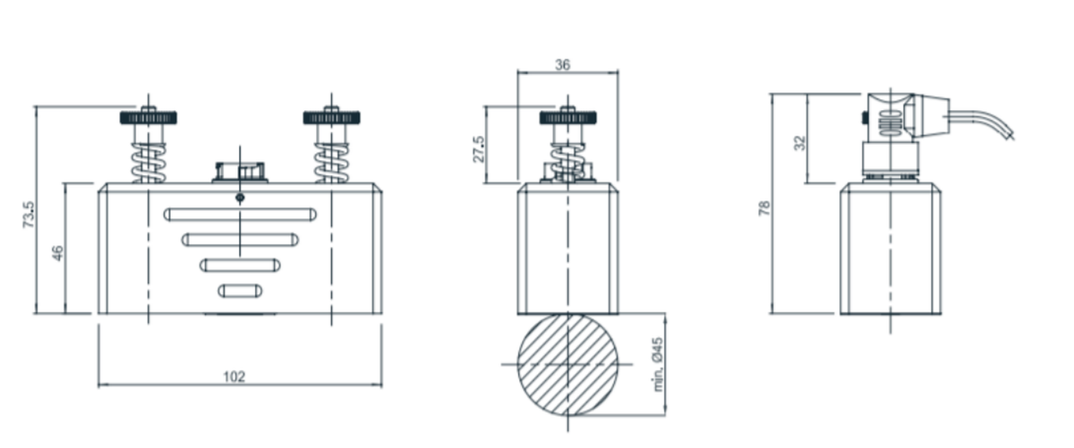 DKFA Abmessungen, StrainPad Ø 10 mm und 0,2 mm hoch