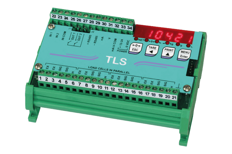 Wägetransmitter ETLF TLS für die Hutschiene mit roter LED-Anzeige