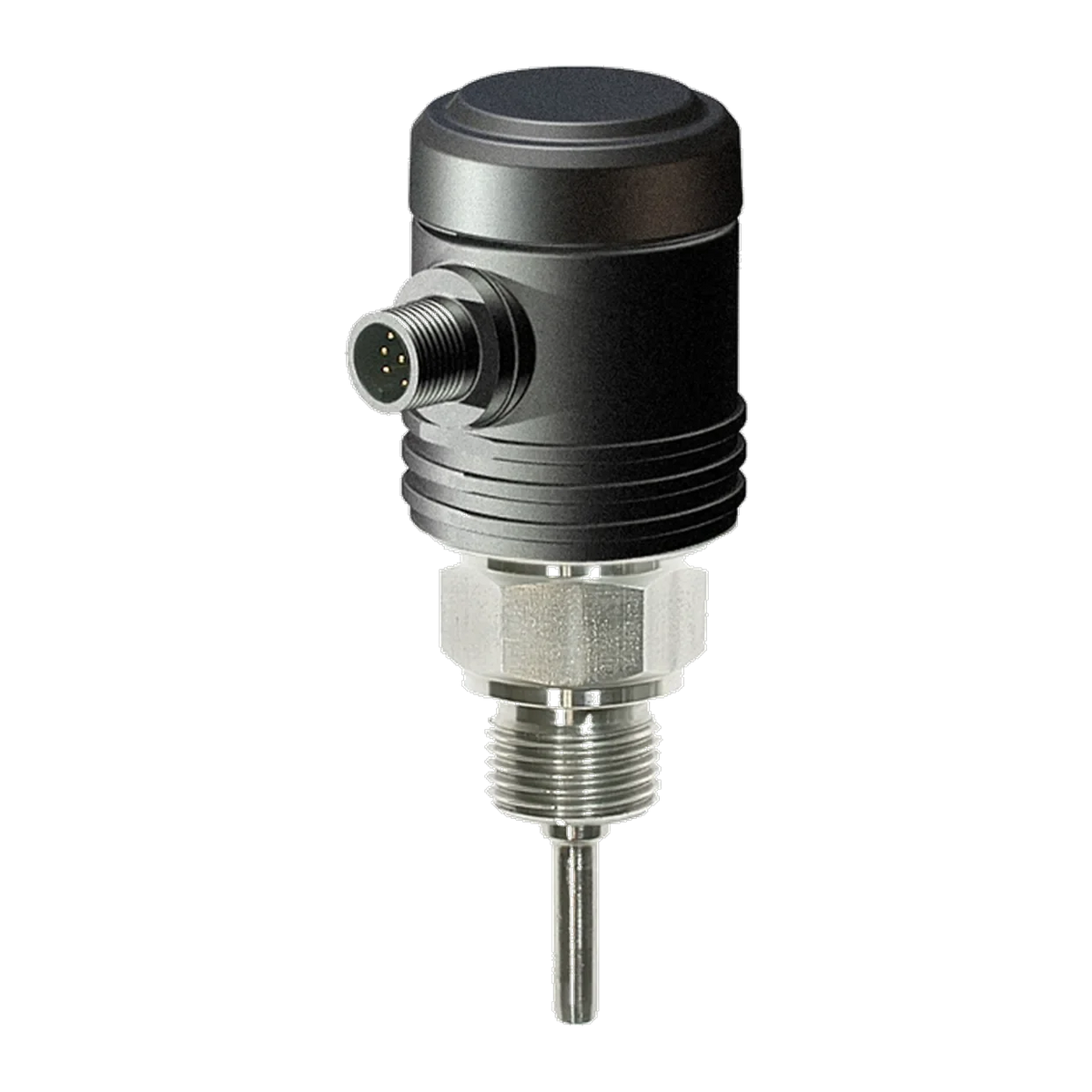 TEMD Einschraub-Temperatursensor Ex: schwarzes Gehäuse ohne Anzeige, M12-Stecker, Sechskant und schlankes Messrohr