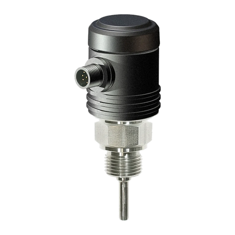 TEMD Einschraub-Temperatursensor Ex: schwarzes Gehäuse ohne Anzeige, M12-Stecker, Sechskant und schlankes Messrohr